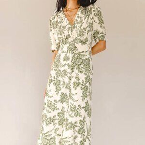 Brand New With Tags Lia Floral Midi Dress in Sage by Böhme – Elegant XS Size lmv
